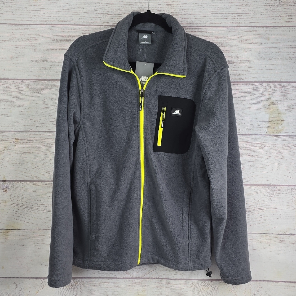 New Balance Men's Jacket Gray Fleece Zip Pockets Sz Sm NwT